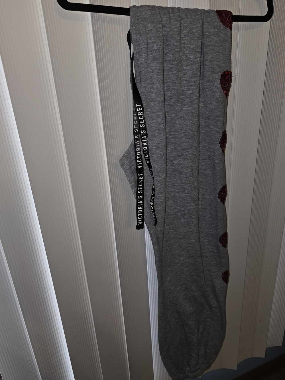 Sequin Hearts - Victoria's Secret Gray Joggers with Red Accents - Size M - GUC